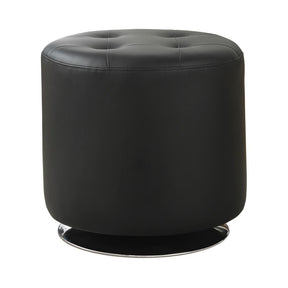Bowman Round Upholstered Ottoman Black - Ottoman - Half Price Furniture