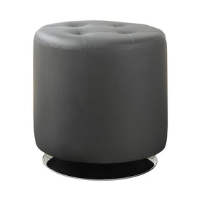 Bowman Round Upholstered Ottoman Grey - Ottoman - Half Price Furniture