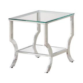 Saide Square End Table with Mirrored Shelf Chrome - End Table - Half Price Furniture