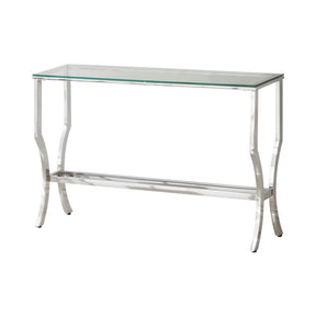 Saide Rectangular Sofa Table with Mirrored Shelf Chrome Saide Rectangular Sofa Table with Mirrored Shelf Chrome Half Price Furniture