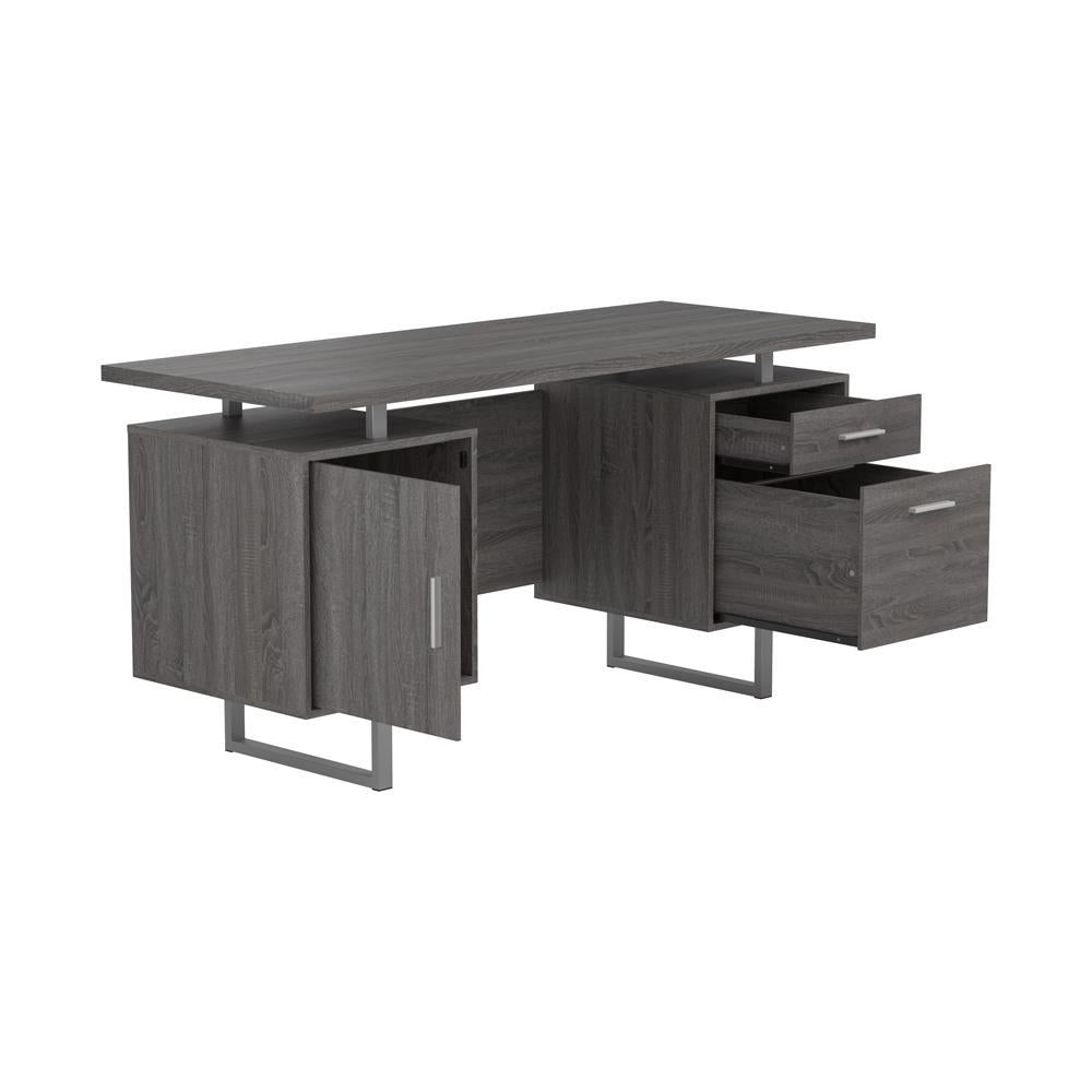 Lawtey Floating Top Office Desk Weathered Grey  Half Price Furniture