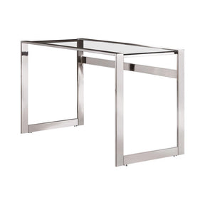 Hartford Glass Top Writing Desk Chrome  Half Price Furniture