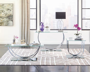 Danville U-shaped Sofa Table Chrome - Sofa Table - Half Price Furniture