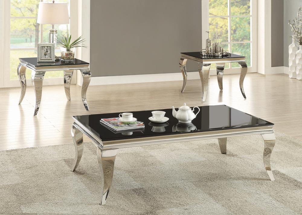 Luna Square End Table Chrome and Black - Half Price Furniture