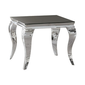 Luna Square End Table Chrome and Black - End Table - Half Price Furniture