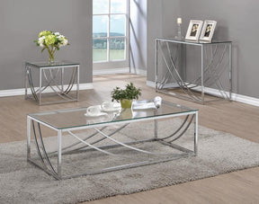 Lille Glass Top Rectangular Coffee Table Accents Chrome - Coffee Table - Half Price Furniture