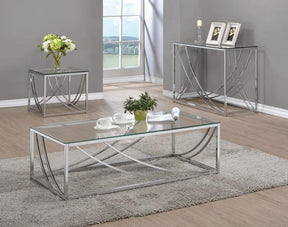 Lille Glass Top Rectangular Sofa Table Accents Chrome - Sofa Table - Half Price Furniture