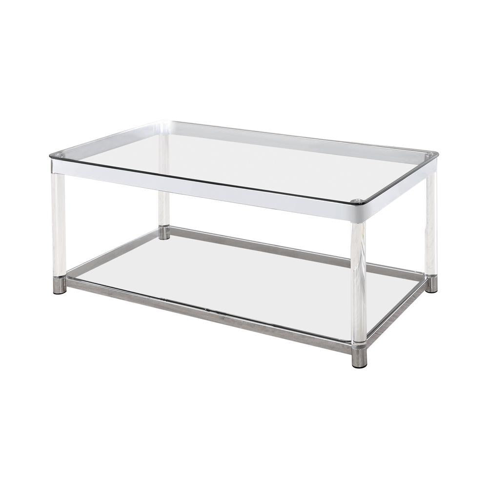 Anne Coffee Table with Lower Shelf Chrome and Clear - Half Price Furniture