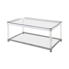 Anne Coffee Table with Lower Shelf Chrome and Clear - Half Price Furniture