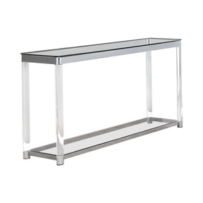 Anne Sofa Table with Lower Shelf Chrome and Clear - Half Price Furniture