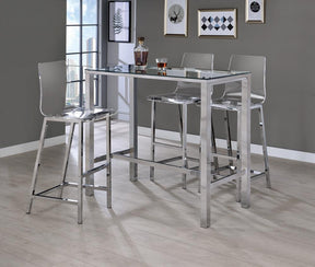 Tolbert Bar Table with Glass Top Chrome - Counter Height Table - Half Price Furniture