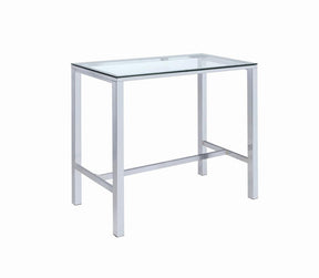 Tolbert Bar Table with Glass Top Chrome - Counter Height Table - Half Price Furniture