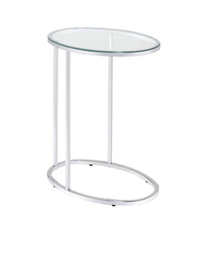 Kyle Oval Snack Table Chrome and Clear  Half Price Furniture
