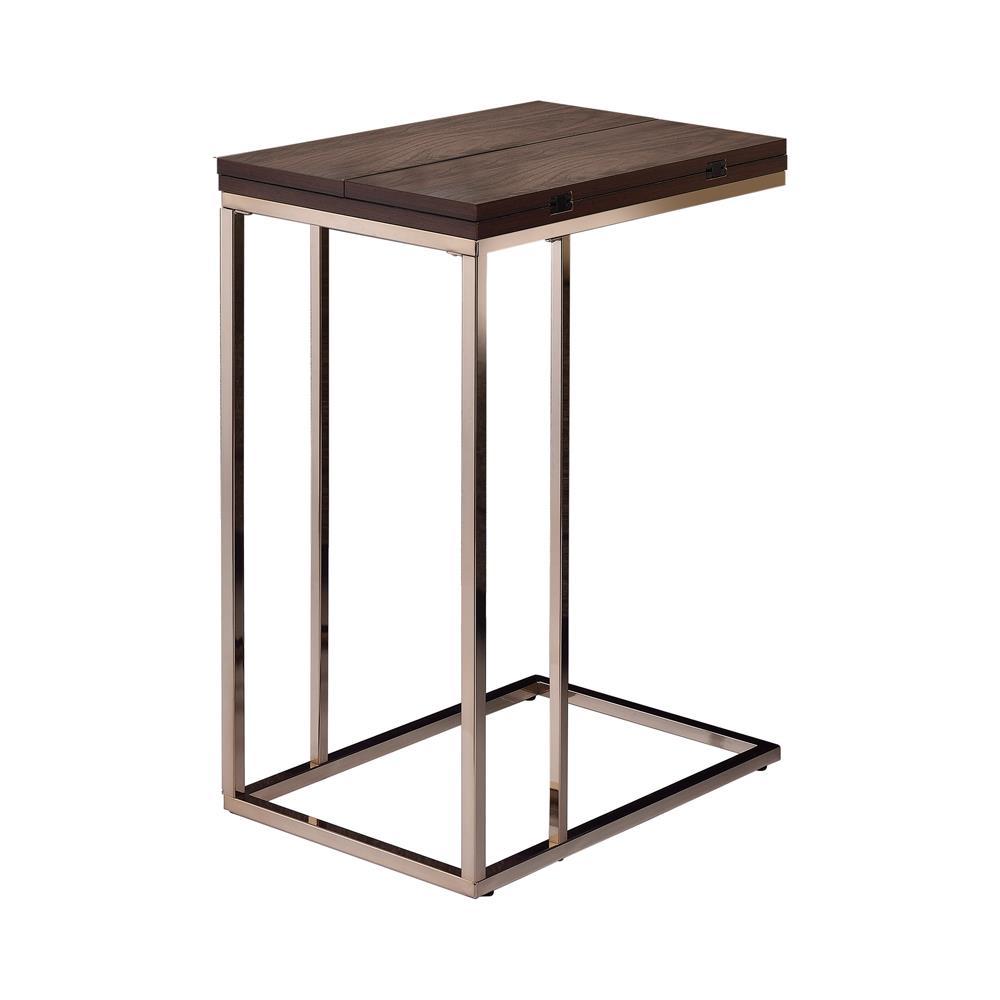 Pedro Expandable Top Accent Table Chestnut and Chrome - Half Price Furniture