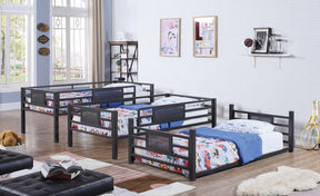 Rogen Twin Triple Bunk Bed Dark Bronze - Half Price Furniture