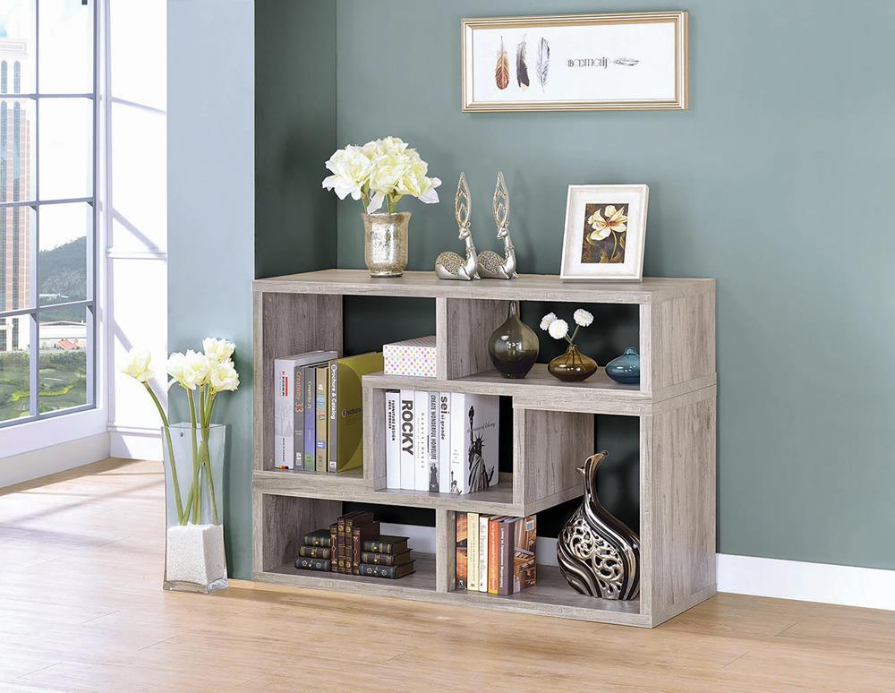 Velma Convertable Bookcase and TV Console Grey Driftwood  Half Price Furniture