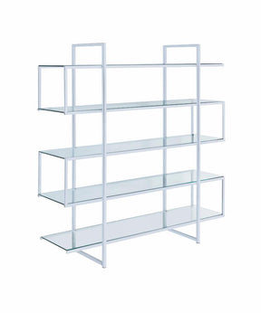 Elmer 5-shelf Bookcase Chrome and Clear Elmer 5-shelf Bookcase Chrome and Clear Half Price Furniture