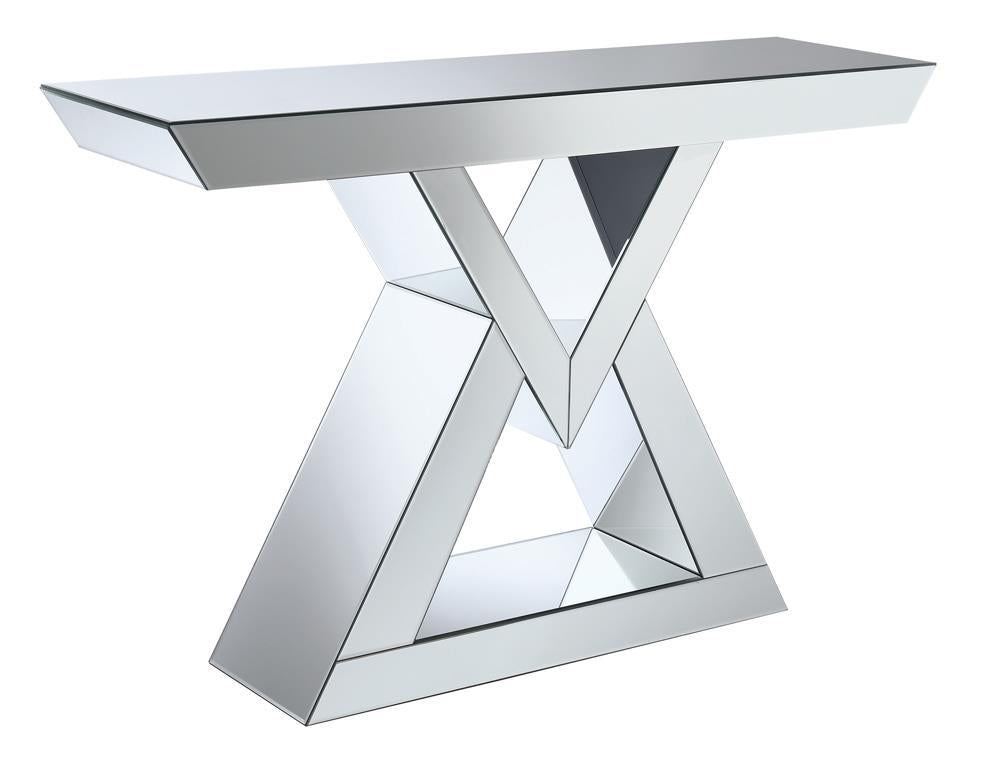 Cerecita Console Table with Triangle Base Clear Mirror  Half Price Furniture