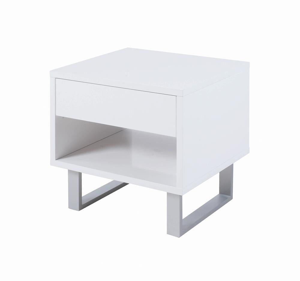 Atchison 1-drawer End Table High Glossy White Atchison 1-drawer End Table High Glossy White Half Price Furniture