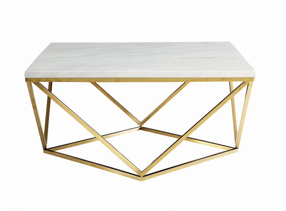 Meryl Square Coffee Table White and Gold - Half Price Furniture