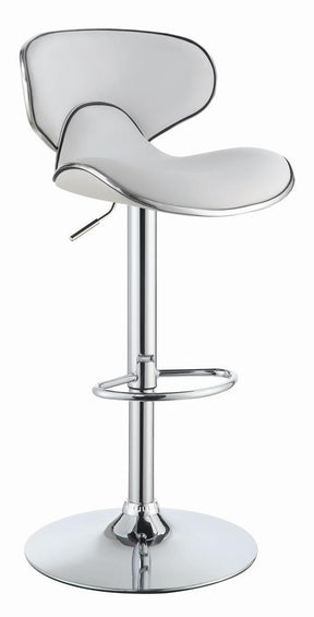 Edenton Upholstered Adjustable Height Bar Stools White and Chrome (Set of 2) Half Price Furniture