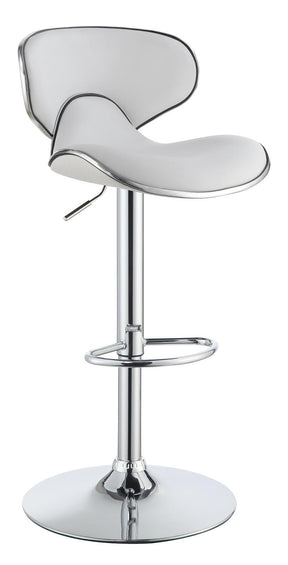 Edenton Upholstered Adjustable Height Bar Stools White and Chrome (Set of 2) Half Price Furniture