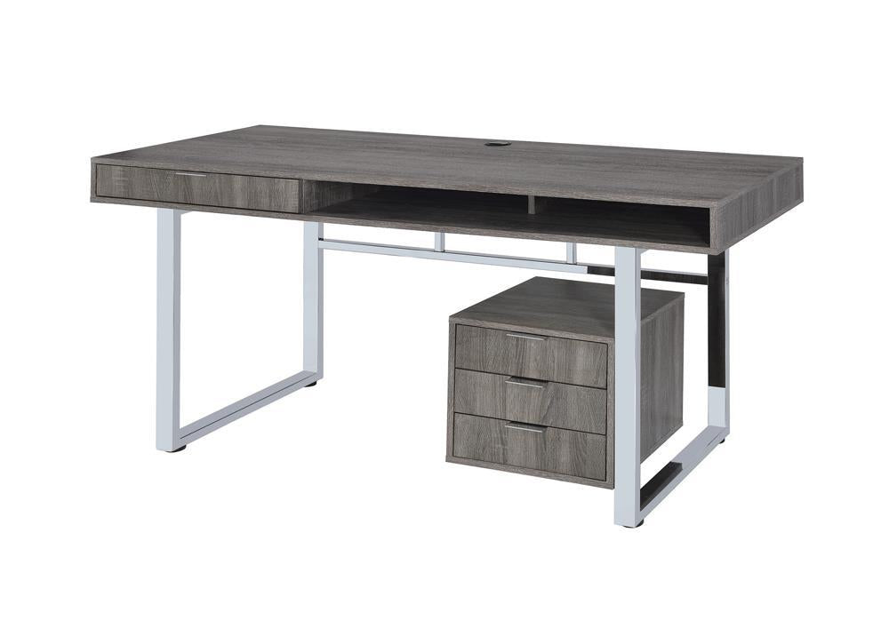 Whitman 4-drawer Writing Desk Weathered Grey  Half Price Furniture