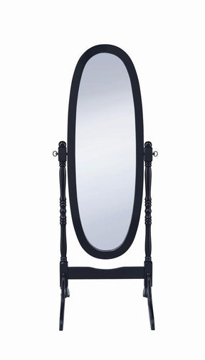 Foyet Oval Cheval Mirror Black - Half Price Furniture