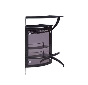 Dallas 2-shelf Home Bar Smoked and Black Glass - Bar - Half Price Furniture