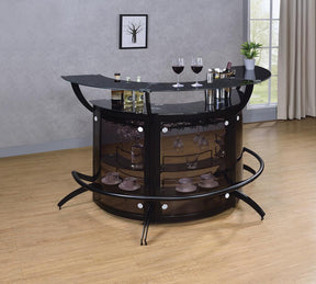Dallas 2-shelf Home Bar Smoked and Black Glass - Bar - Half Price Furniture