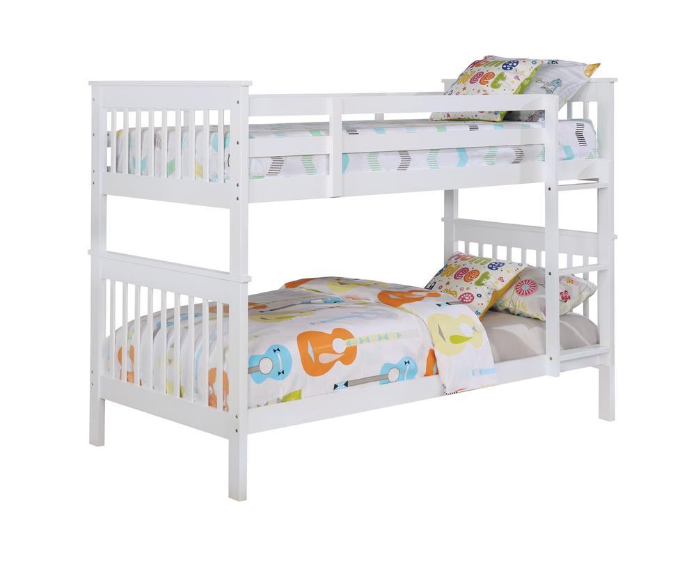 Chapman Twin Over Twin Bunk Bed White  Half Price Furniture
