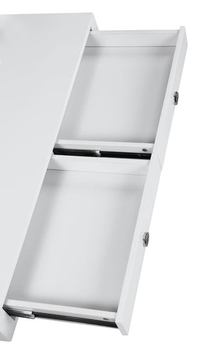 Gemma 2-drawer Writing Desk Glossy White and Chrome - Desk - Half Price Furniture