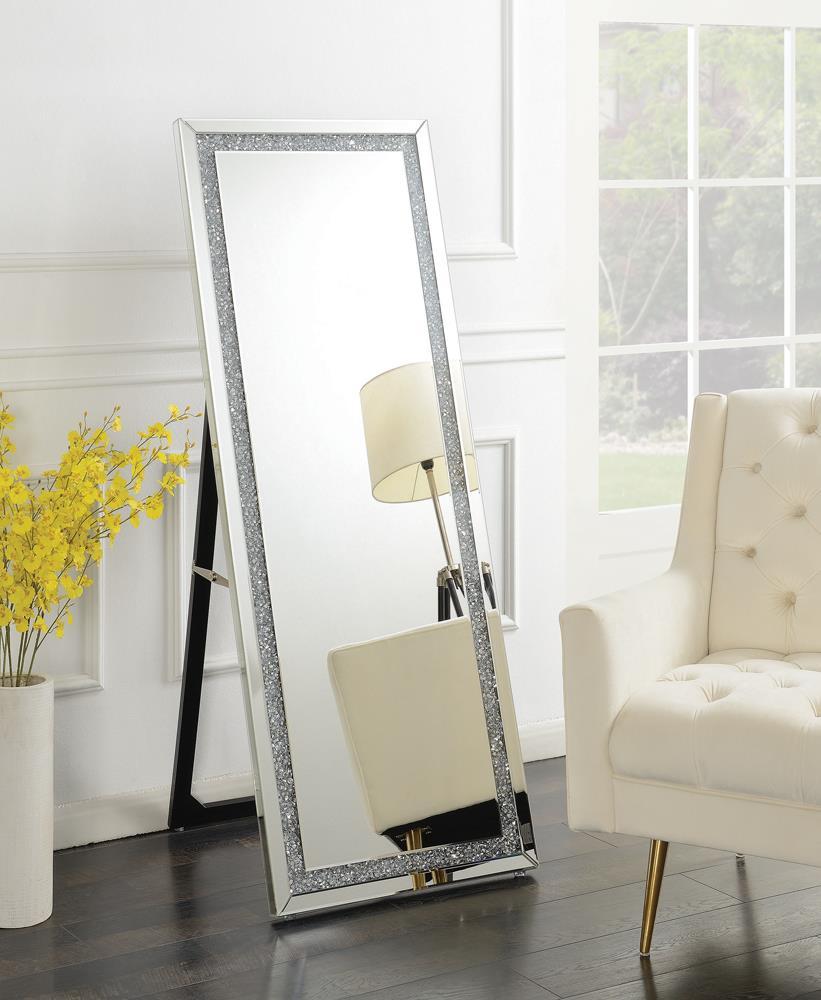 Novak Rectangular Cheval Floor Mirror Silver - Half Price Furniture