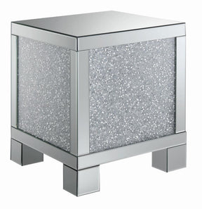 Gillian Square End Table Silver and Clear Mirror - End Table - Half Price Furniture