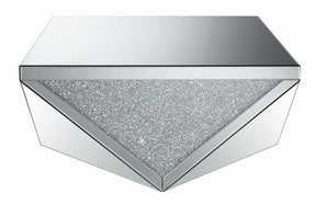Amore Square Coffee Table with Triangle Detailing Silver and Clear Mirror - Half Price Furniture