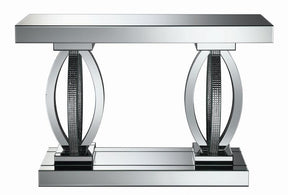 Amalia Rectangular Sofa Table with Shelf Clear Mirror Half Price Furniture
