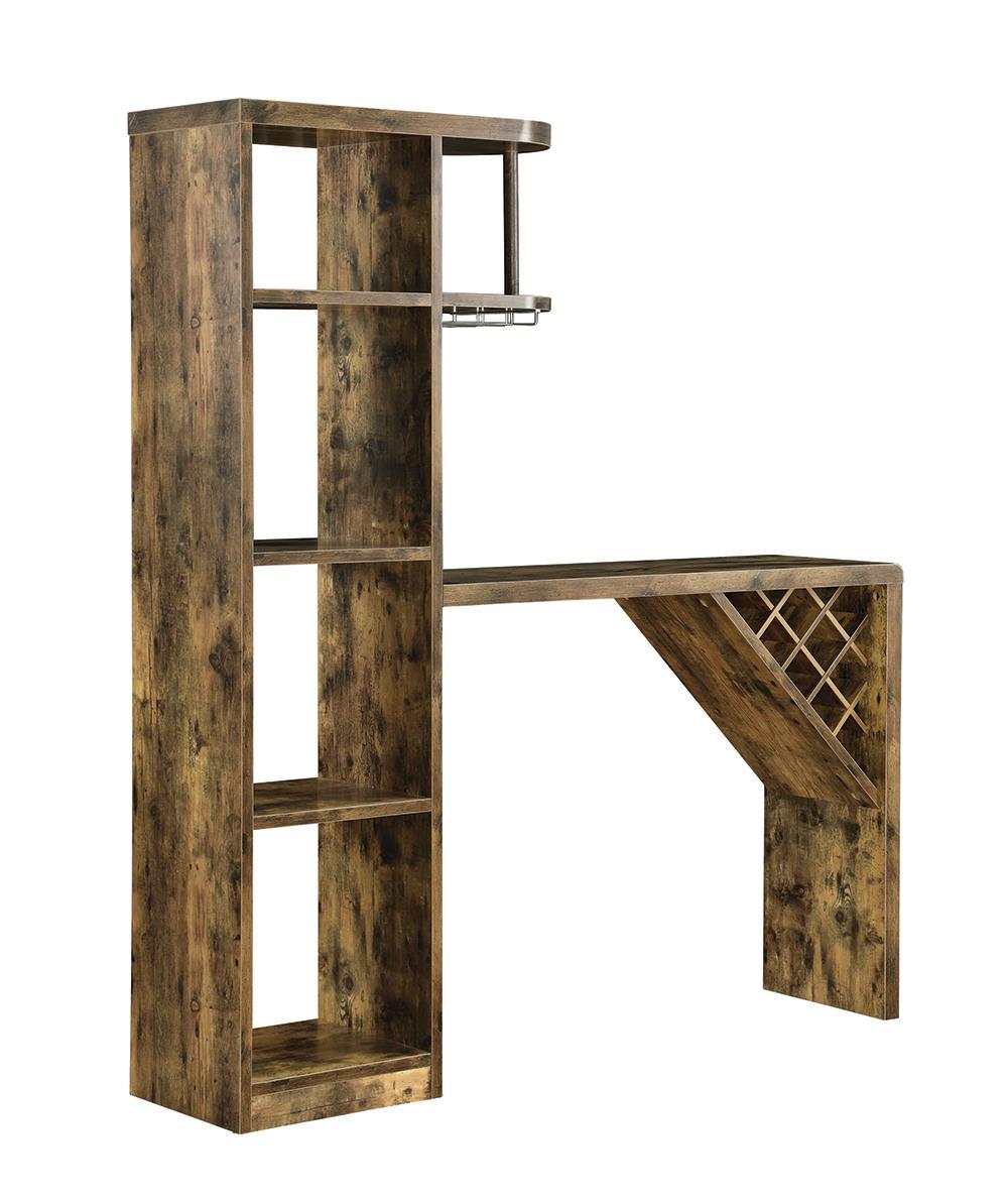 Belvedere 5-shelf Bar Table Storage Antique Nutmeg - Half Price Furniture