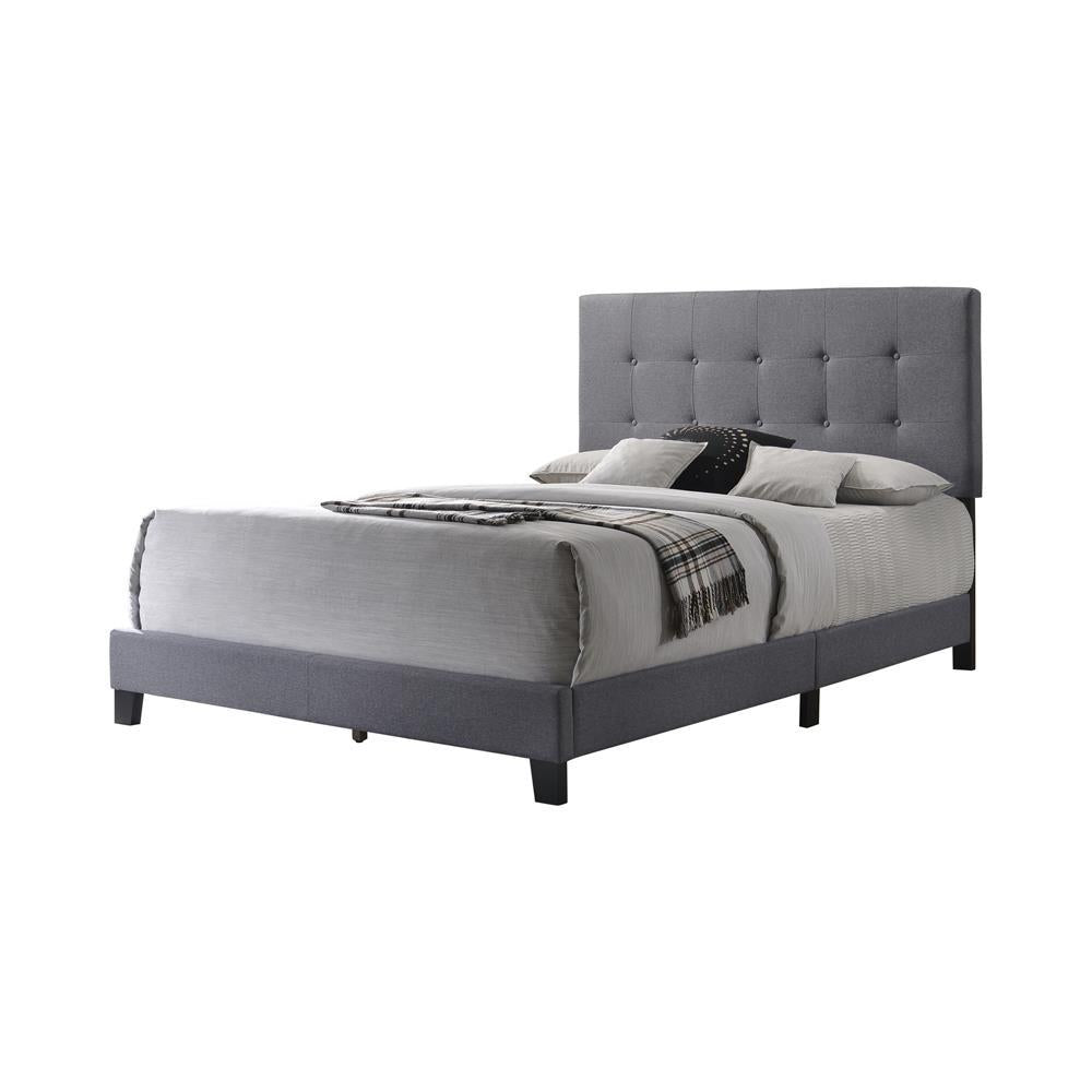 Mapes Tufted Upholstered Eastern King Bed Grey Half Price Furniture