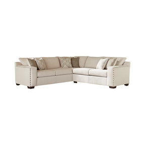 Aria L-shaped Sectional with Nailhead Oatmeal - Half Price Furniture