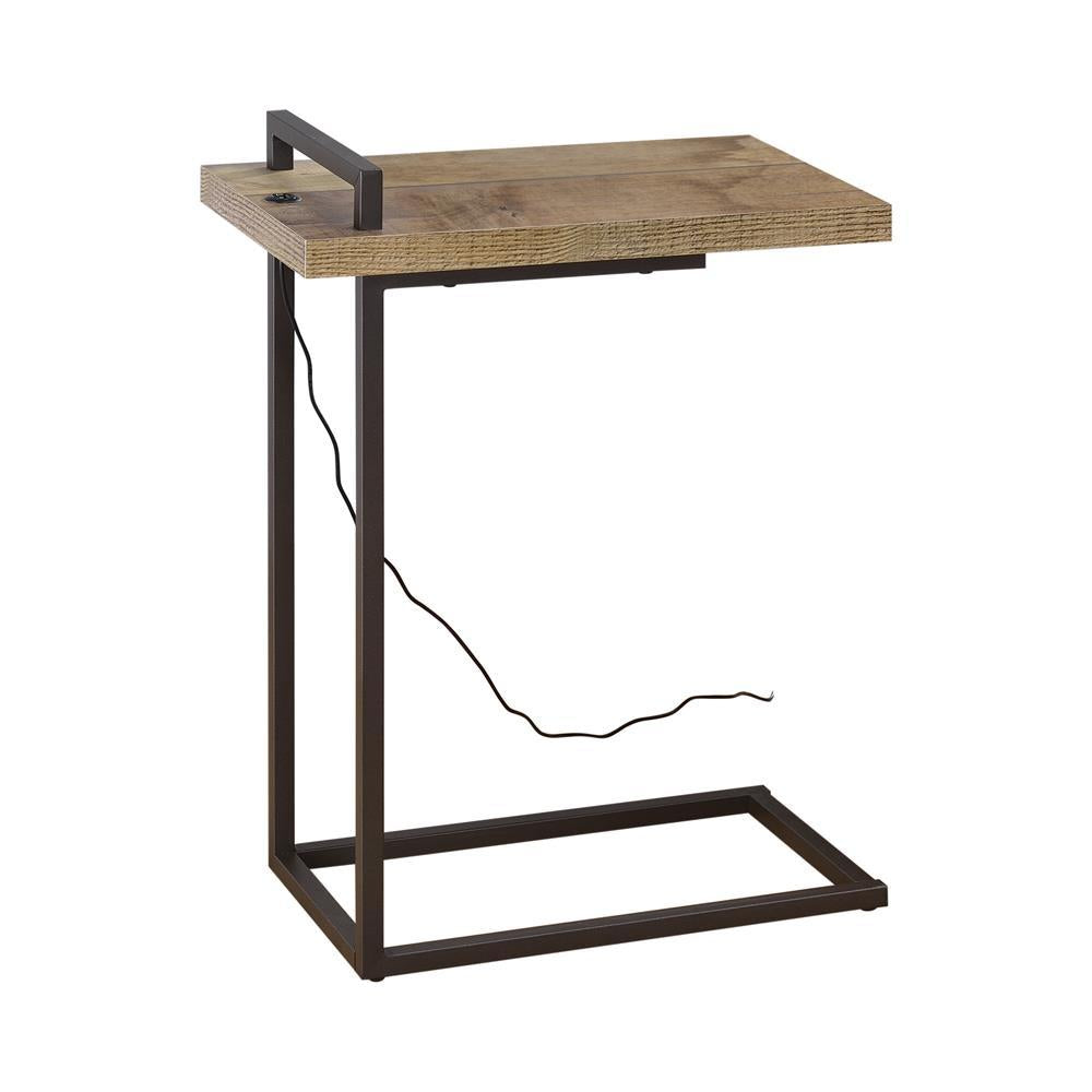 Maxwell Rectangular Top Accent Table with USB Port Weathered Pine  Half Price Furniture