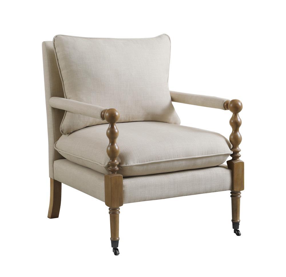 Dempsy Upholstered Accent Chair with Casters Beige  Half Price Furniture
