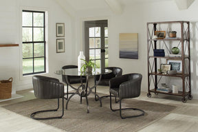 Banner Upholstered Dining Chair Anthracite and Matte Black Half Price Furniture