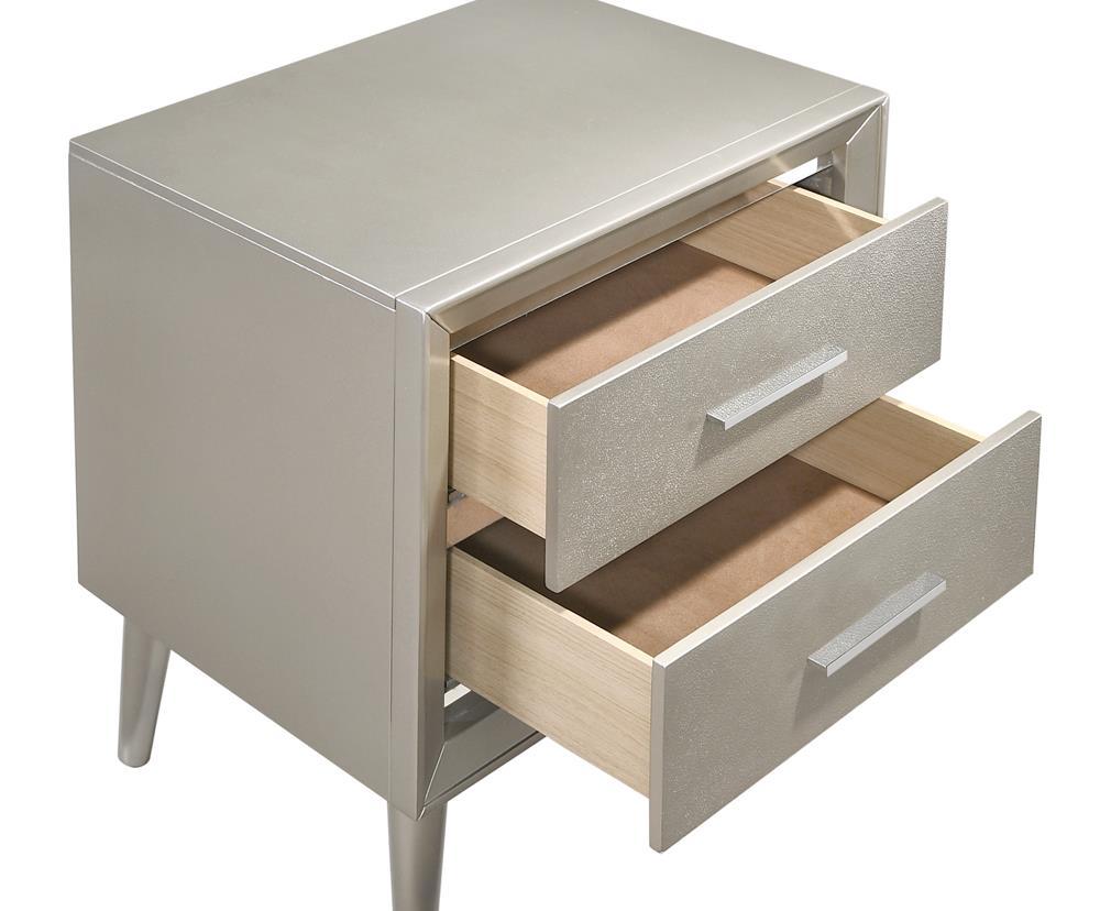Ramon 2-drawer Nightstand Metallic Sterling Ramon 2-drawer Nightstand Metallic Sterling Half Price Furniture