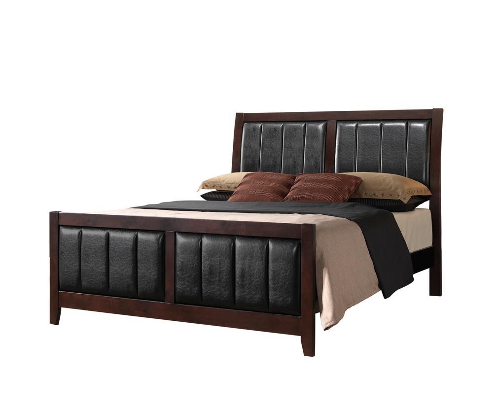 Carlton Full Upholstered Panel Bed Cappuccino and Black Carlton Full Upholstered Panel Bed Cappuccino and Black Half Price Furniture