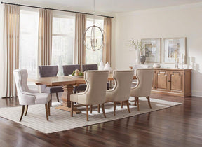 Florence Double Pedestal Dining Table Rustic Smoke Half Price Furniture