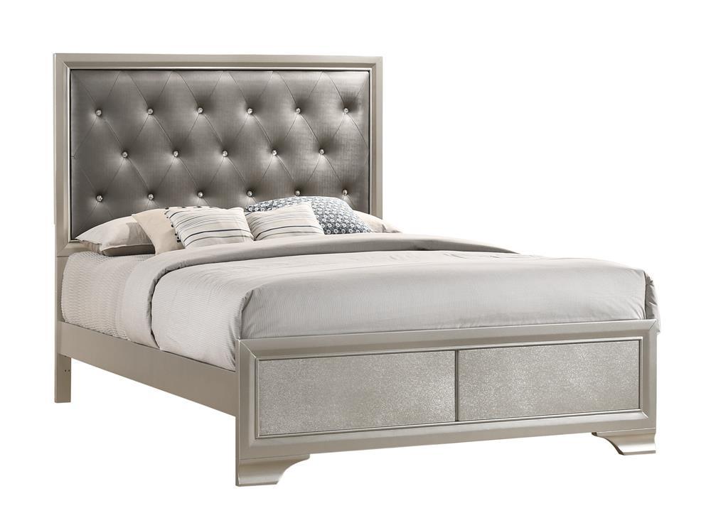 Salford Queen Panel Bed Metallic Sterling and Charcoal Grey Salford Queen Panel Bed Metallic Sterling and Charcoal Grey Half Price Furniture