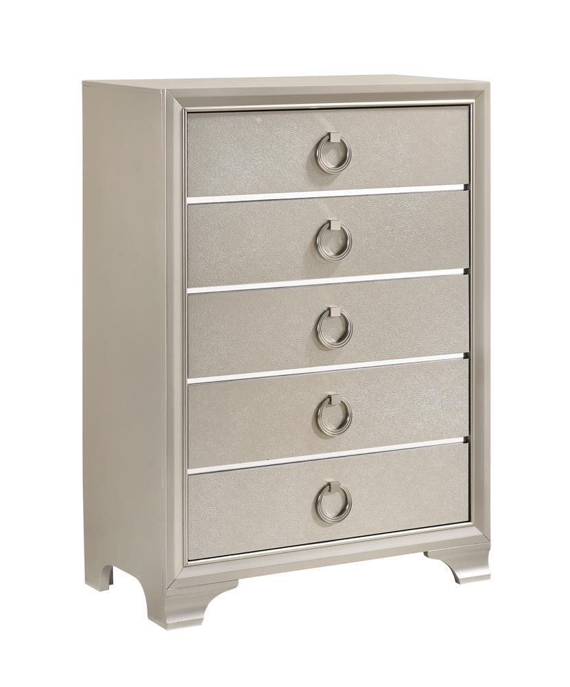 Salford 5-drawer Chest Metallic Sterling - Half Price Furniture