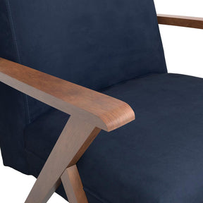 Cheryl Wooden Arms Accent Chair Dark Blue and Walnut  Half Price Furniture