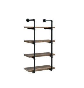 Elmcrest 24-inch Wall Shelf Black and Rustic Oak - Wall Shelf - Half Price Furniture