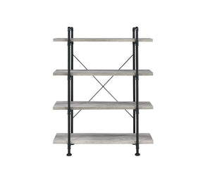 Delray 4-tier Open Shelving Bookcase Grey Driftwood and Black - Bookcase - Half Price Furniture